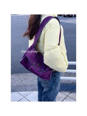 Chanel CC Logo Quilted Shoulder Bag Purple Mouton Suede Vintage